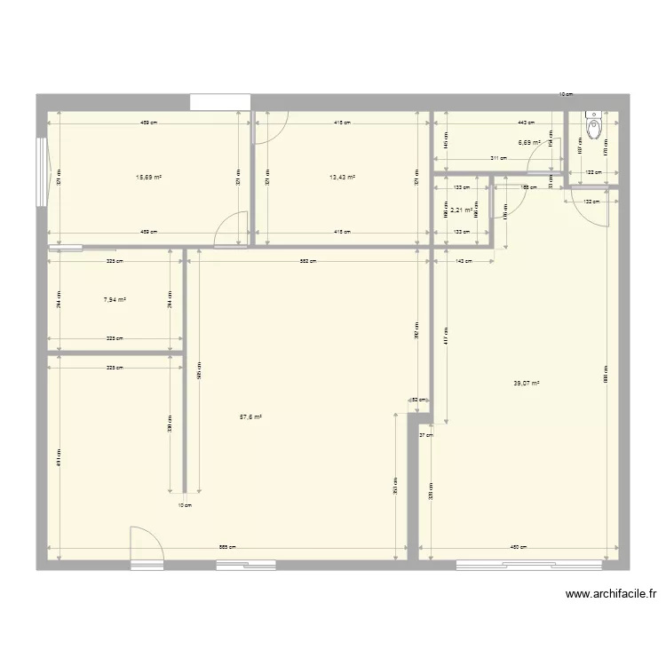 salon de coiffure et gite bas. Plan de 