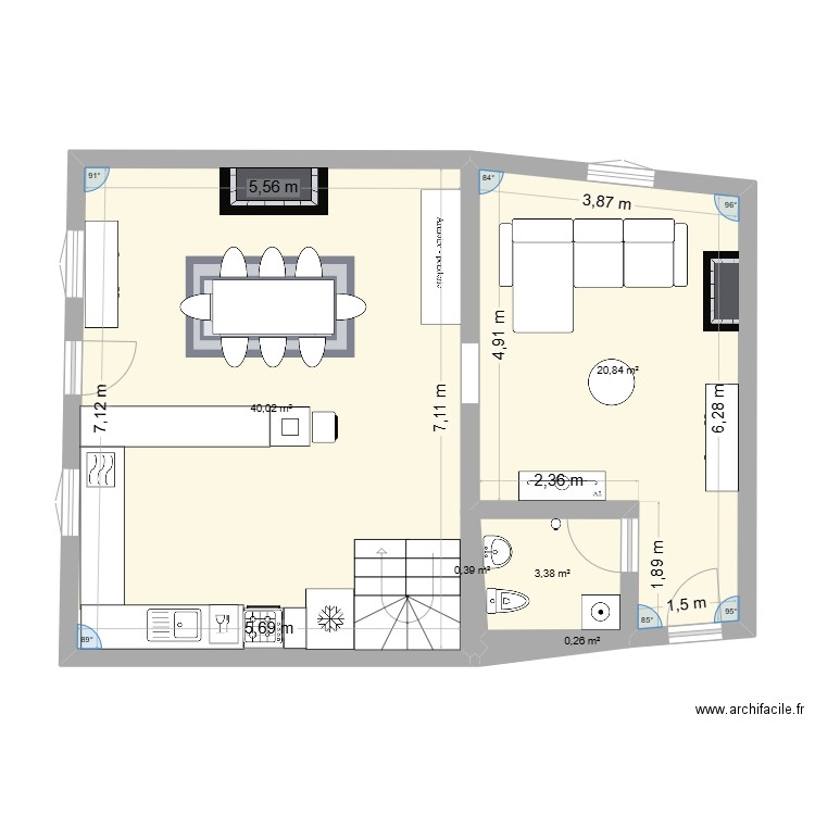 Lot 1. Plan de 11 pièces et 133 m2