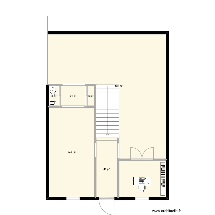 rdc 1. Plan de 7 pièces et 70 m2