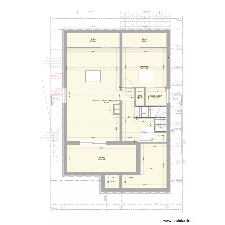 Viuz - Combles. Plan de 