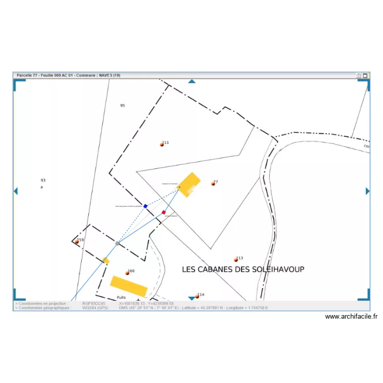 cadastre ligne electrique. Plan de 