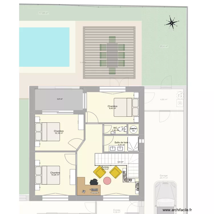 Projet 01-10-2026. Plan de 17 Pièces et 188 m²