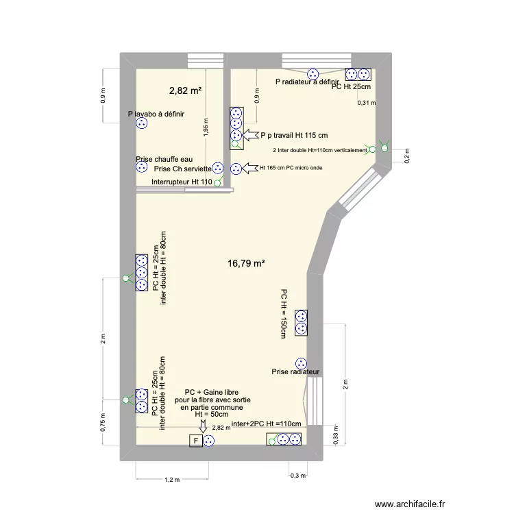 Diderot PC/inter. Plan de 2  et 20 m²