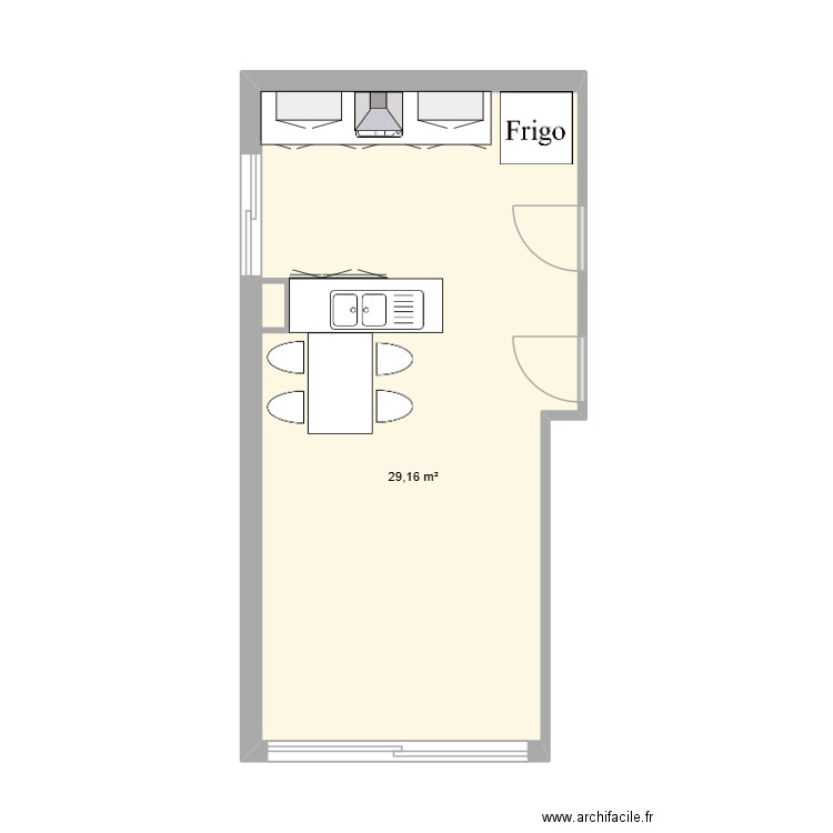 cuisine coco. Plan de 1 pièce et 29 m2