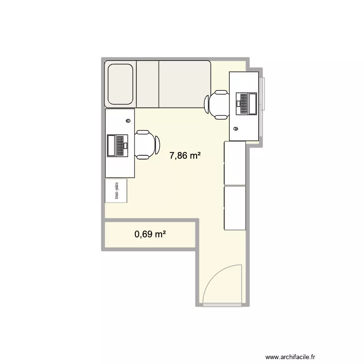 Despacho 2. Plan de 2 Pièces et 9 m²