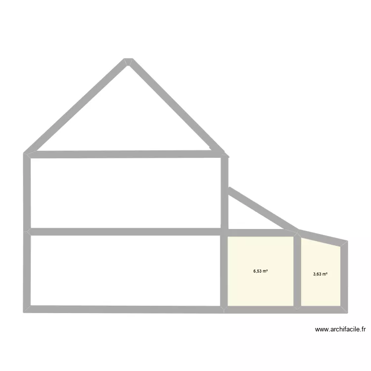 plan de coupe. Plan de 2  et 10 m²