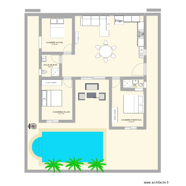 dar allouche. Plan de 6 pièces et 179 m2