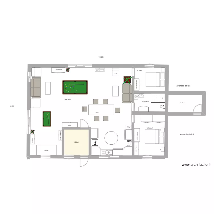 plan  maison2 tinte. Plan de 1  et 6 m²
