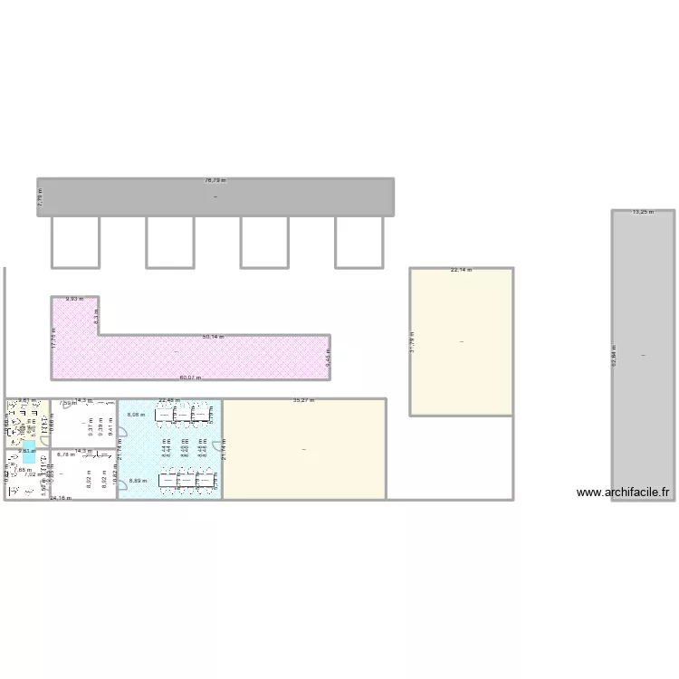Plan ligne de production. Plan de 9  et 4551 m²