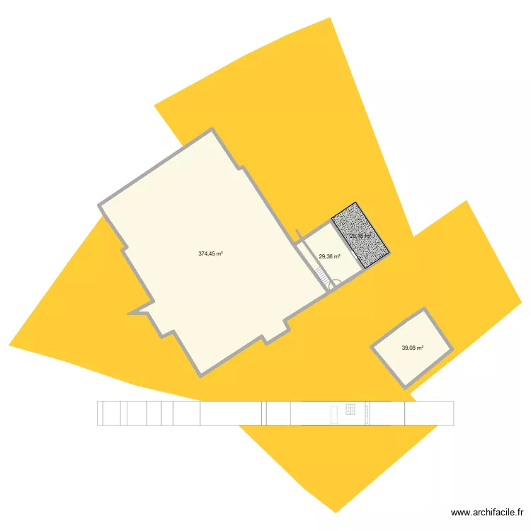 plan de masse RDC toiture. Plan de 4  et 463 m²