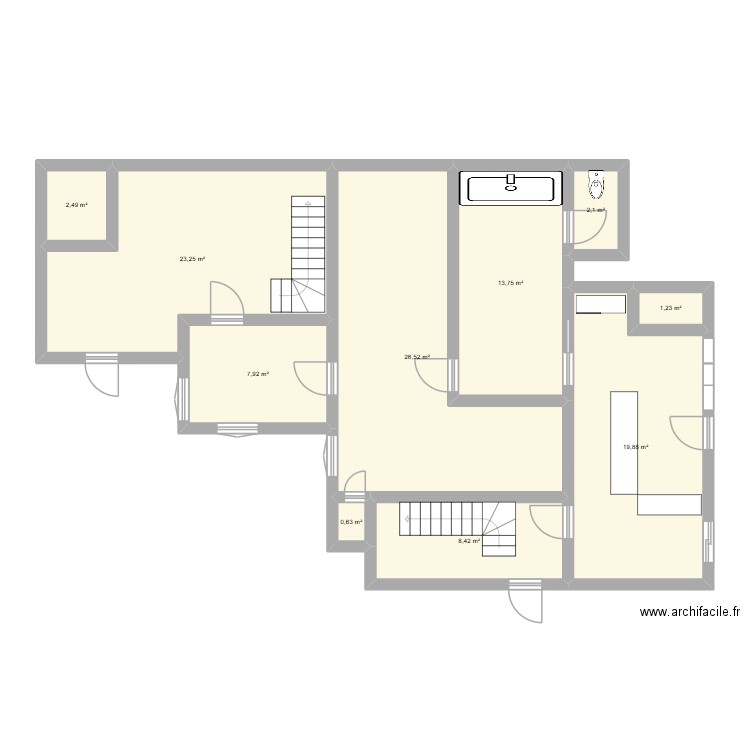 Rez de chaussé  boucherie Imphy. Plan de 10 pièces et 106 m2