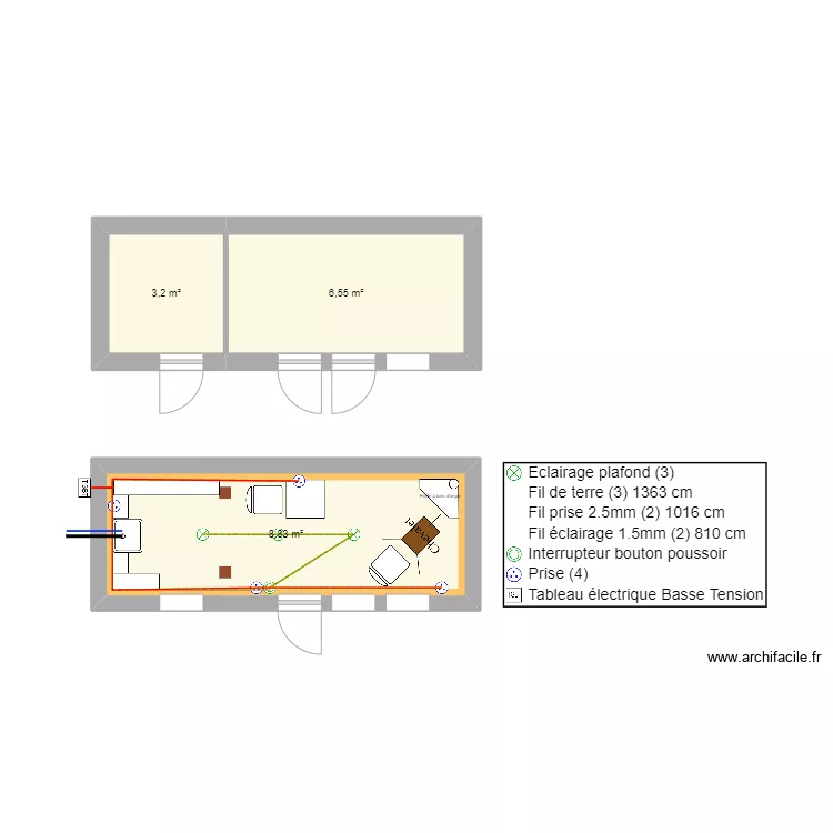 Atelier artiste. Plan de 
