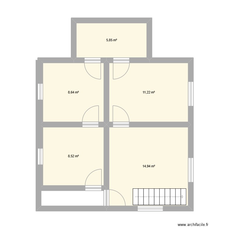 Antsahasoa RDC. Plan de 5 pièces et 49 m2