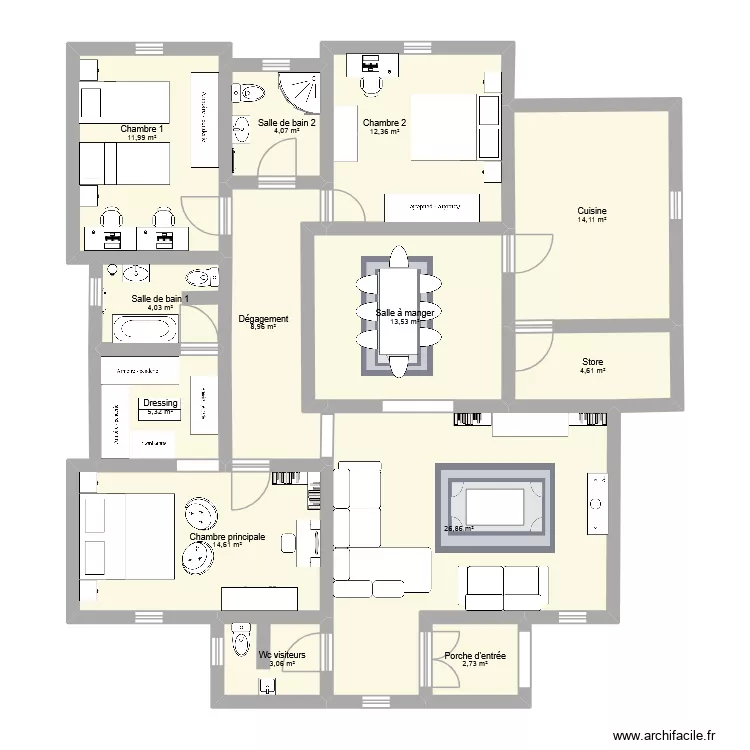 Ma maison pp 3cbres 9. Plan de 13 et 126 m² Ma maison pp 3cbres 9. Plan de 13 et 126 m²