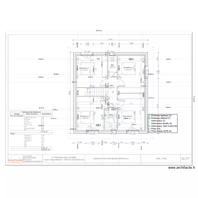 PLAN ETAGE PASQUIER. Plan de 