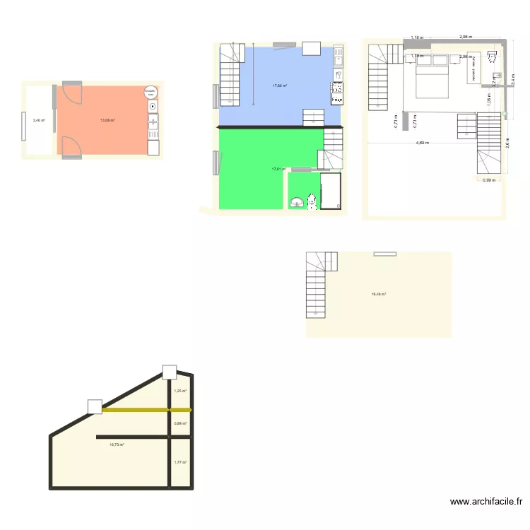 appartement mezzanine. Plan de 9 et 92 m² appartement mezzanine. Plan de 9 et 92 m²