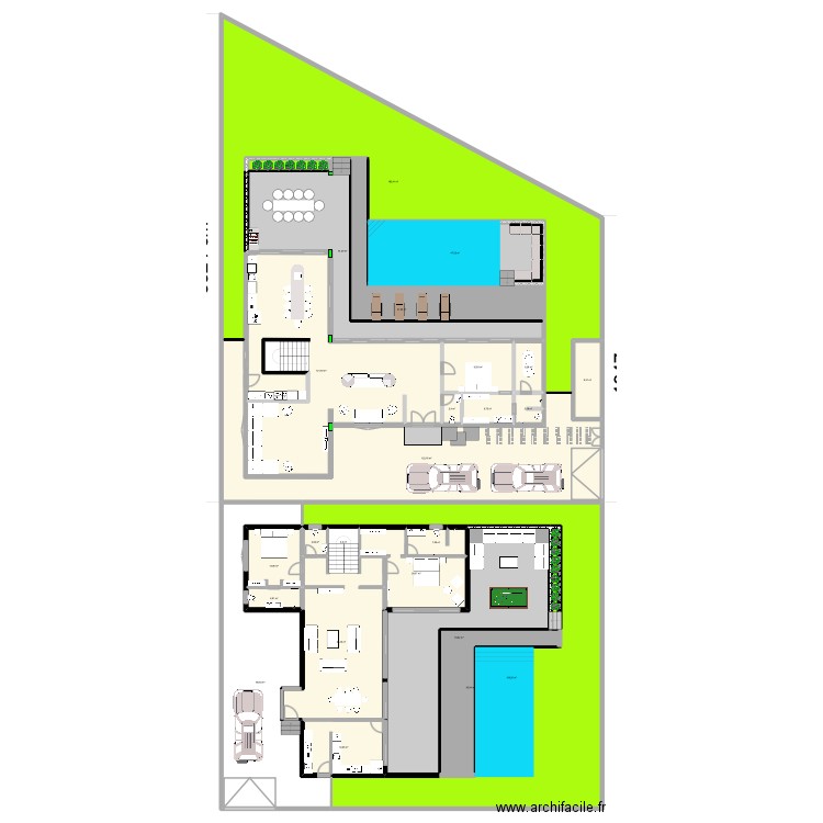 Villa 4 V7. Plan de 48 pièces et 2334 m2