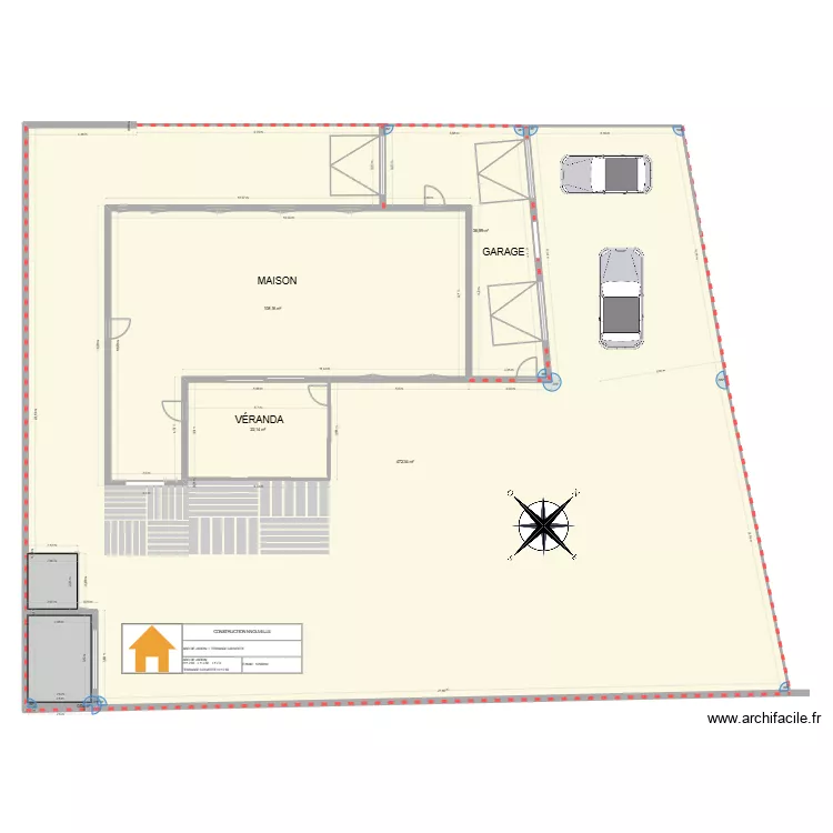 URBANISME  Plan de masse. Plan de 6  et 636 m²