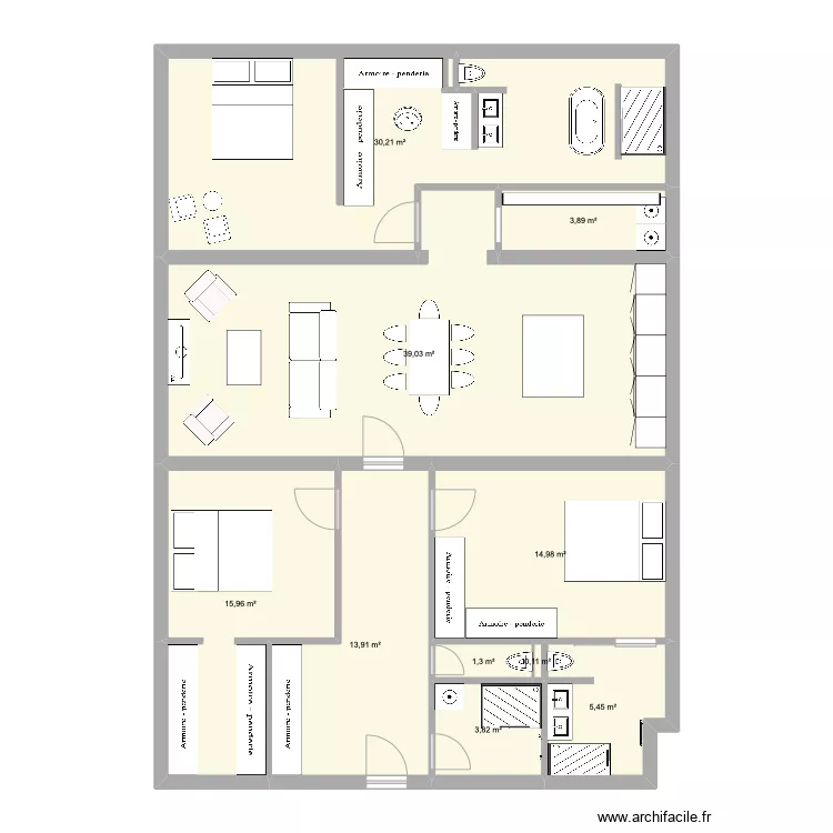 grand appart Saint Charle 1 er etage . Plan de 