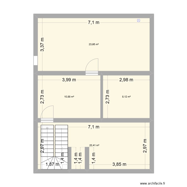 MOUNIER RDJ. Plan de 4 pièces et 63 m2