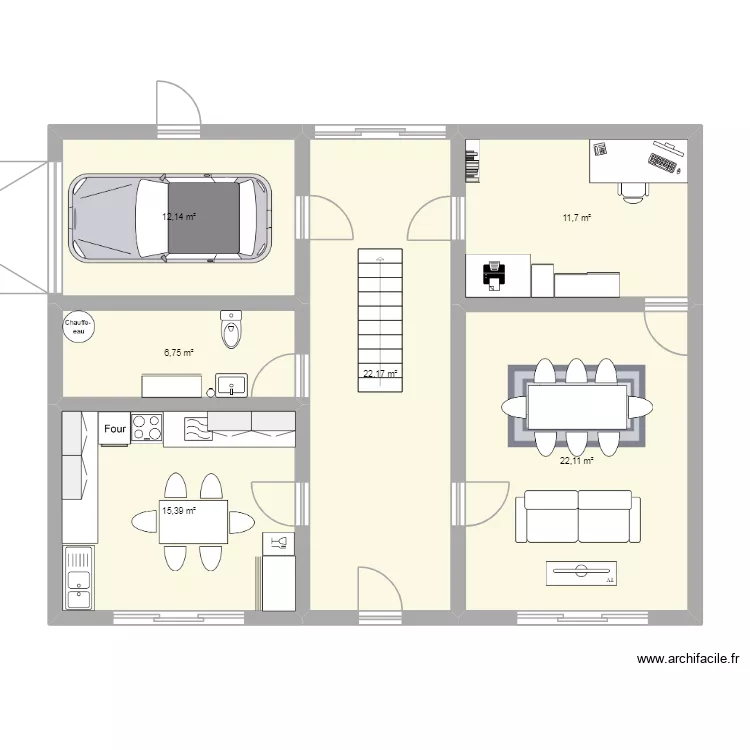 Hidaka's kitchen/living-room. Plan de 6  et 90 m²