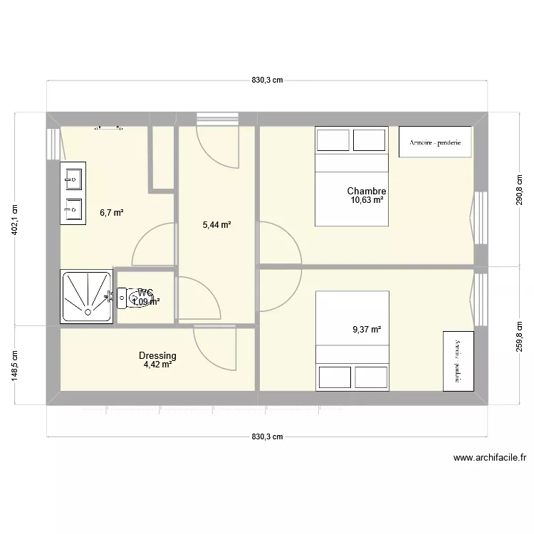 gicq. Plan de 6  et 38 m²