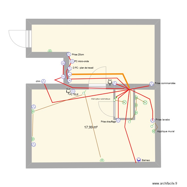 T2 hubac. Plan de 3 pièces et 32 m2