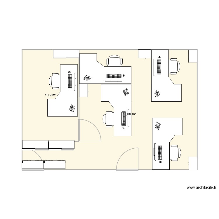 plan 2. Plan de 2 pièces et 44 m2