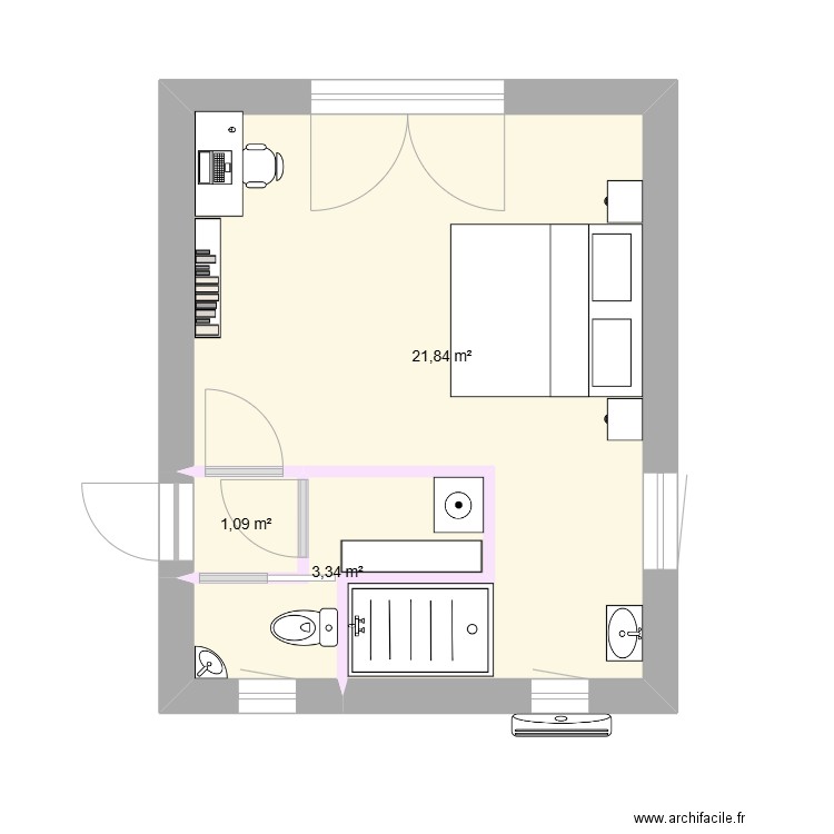 Deuxieme chance 1. Plan de 3 pièces et 26 m2