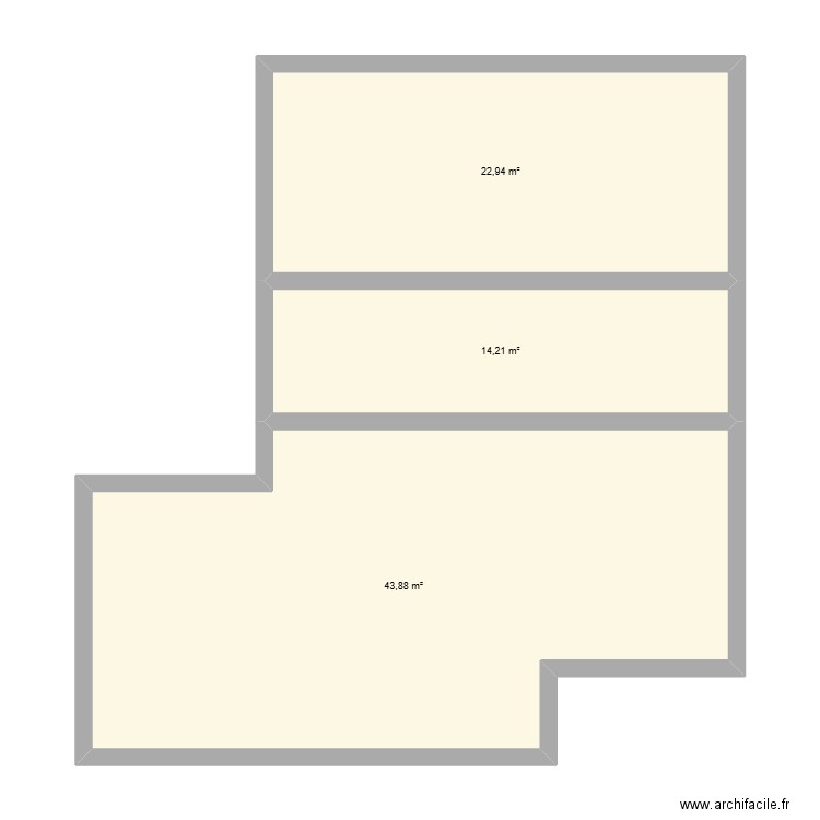 rdc. Plan de 3 pièces et 81 m2