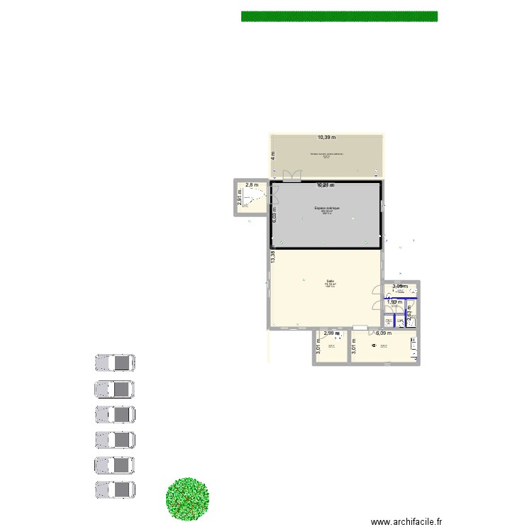salle répétition  vers avril 25 avec studio bis autre dispositions. Plan de 11 pièces et 285 m2
