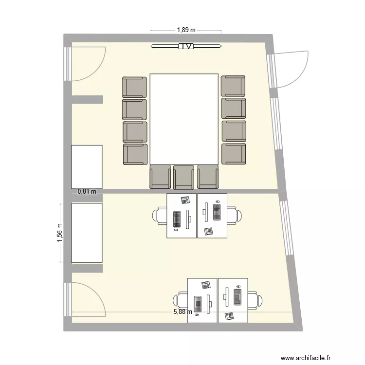 Prise de travail SOREA. Plan de 1 Pièce et 40 m²