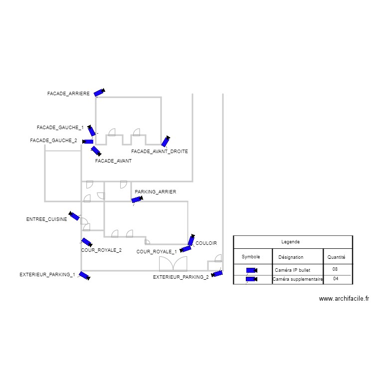 Plan de videosurveillance chefferie Balengou. Plan de 7 pièces et 24 m2