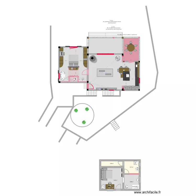 Seborga 1 chambre SDB ouverte v2. Plan de 7  et 121 m²