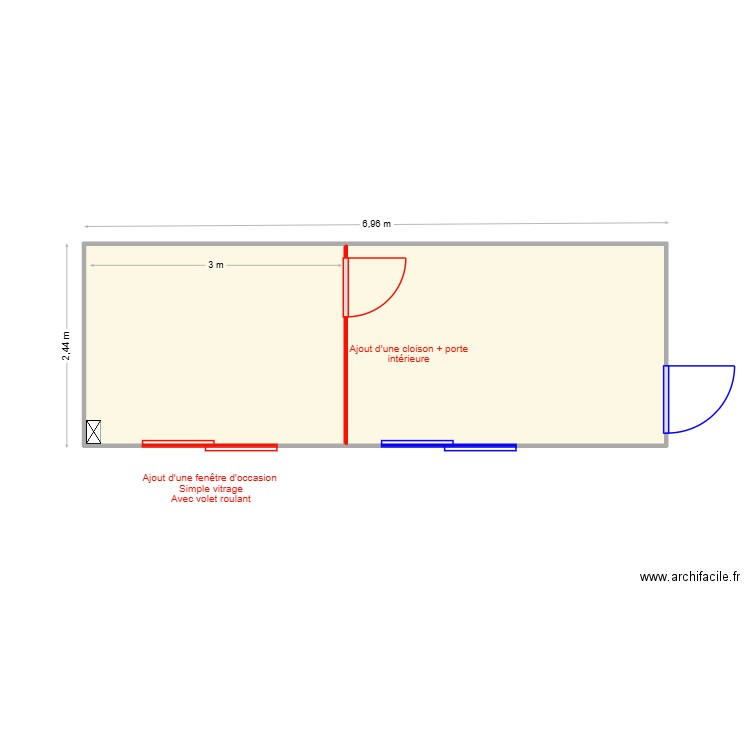 V295 + Modifs. Plan de 2 pièces et 16 m2