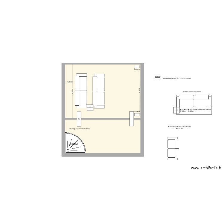 New HC_04. Plan de 1 pièce et 46 m2