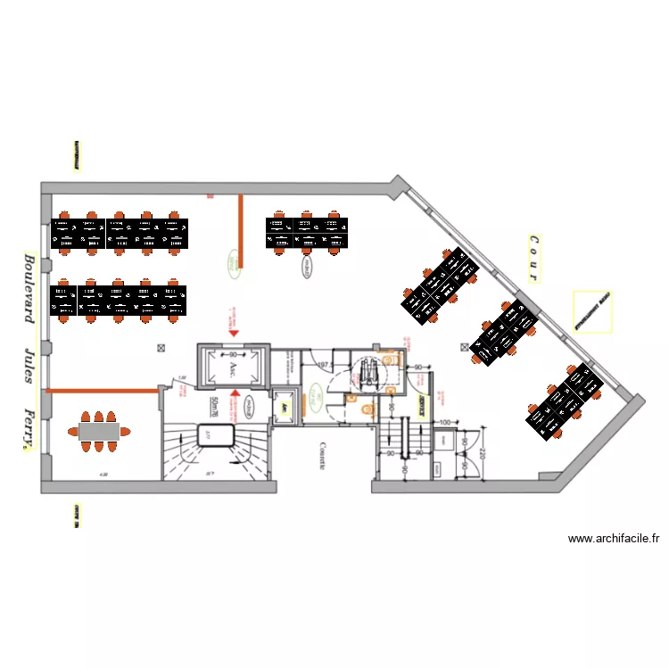 4&egrave;me &eacute;tage 9 Jules Ferry. Plan de 