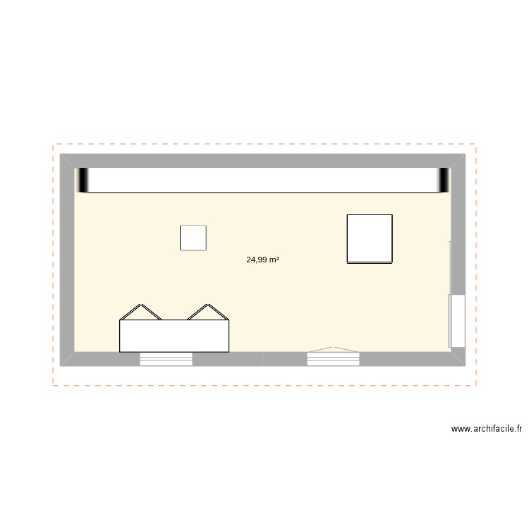 abri. Plan de 1 pièce et 25 m2