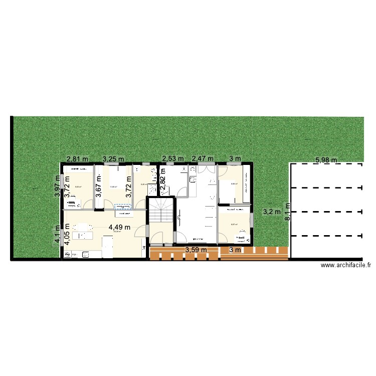 maison jumelée hesingue version 2. Plan de 6 pièces et 82 m2