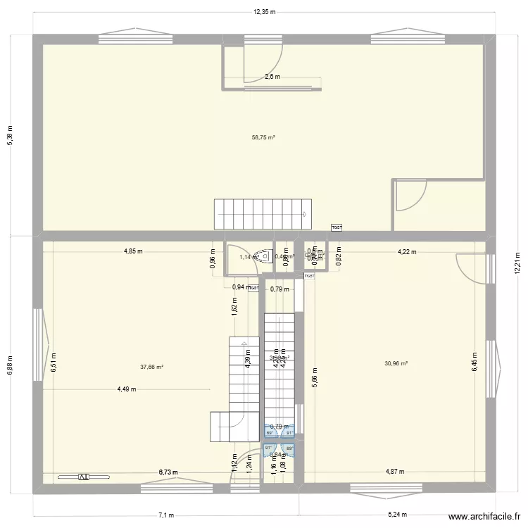 CHATILLON LA PALUD Niveau 0. Plan de 7 pièces et 133 m²