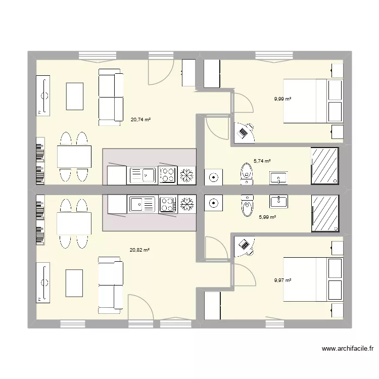 T2 Condeissiat. Plan de 6 et 73 m² T2 Condeissiat. Plan de 6 et 73 m²