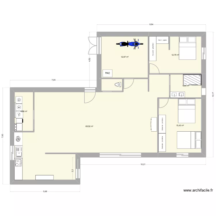 St Bonnet-3. Plan de 6 pièces et 121 m²