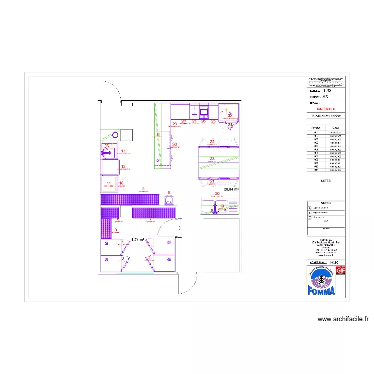 cuisine mesure v2. Plan de 2  et 38 m²
