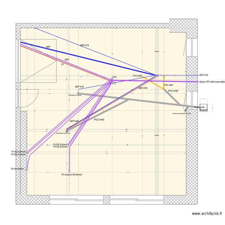 SILLINGY RESEAUX. Plan de 1 pièce et 84 m2