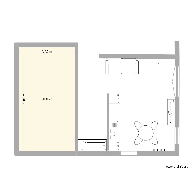 ST ROMAIN. Plan de 1 pièce et 20 m2
