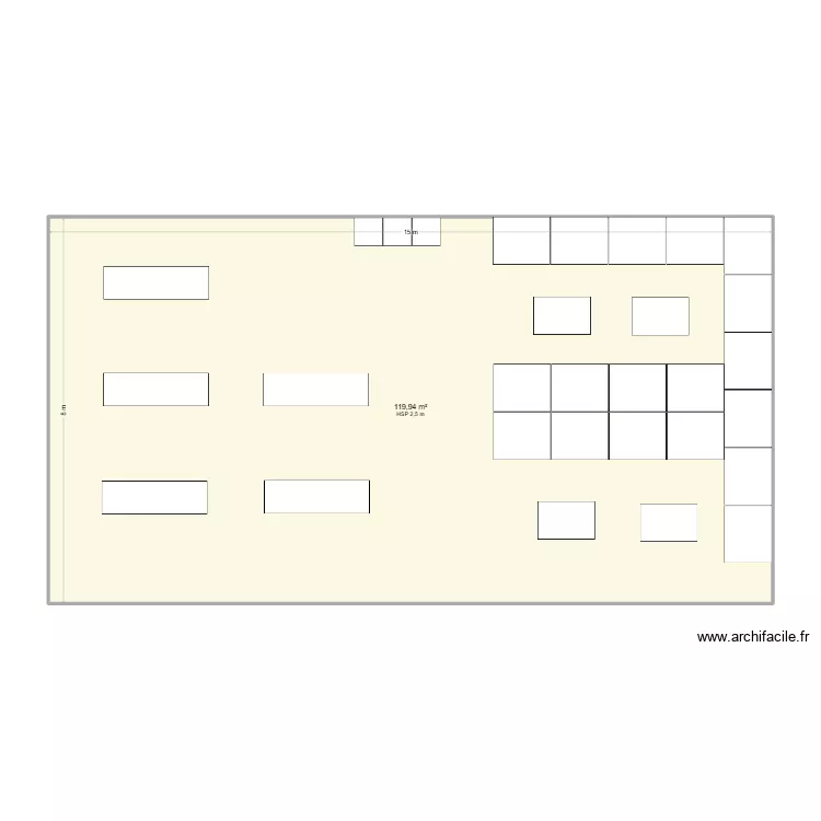 Projet 8x15. Plan de 1  et 120 m²