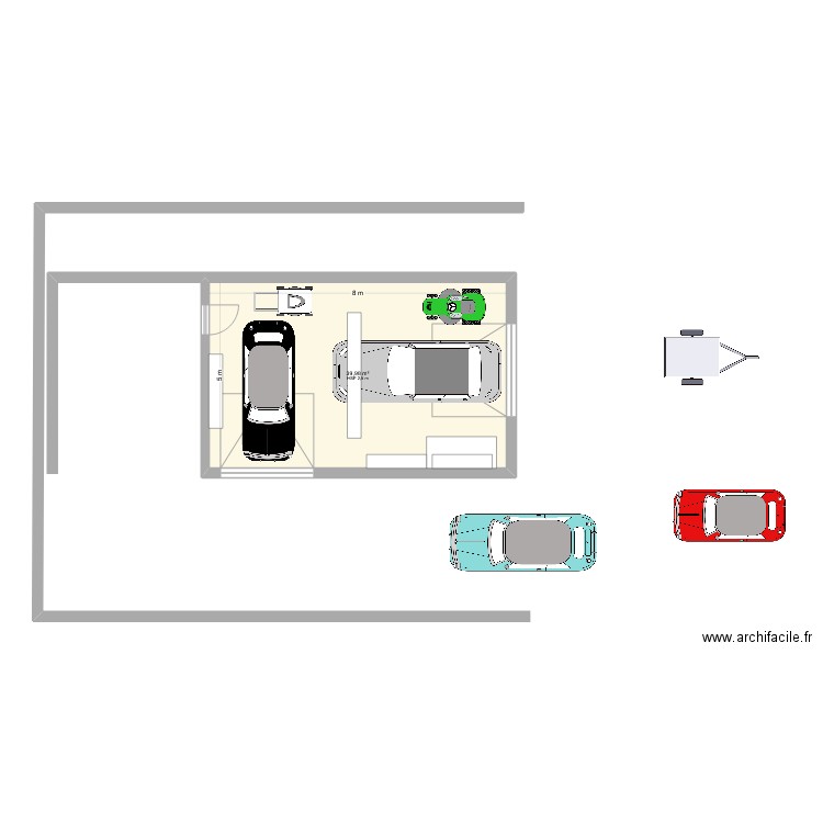 garage. Plan de 1 pièce et 40 m2
