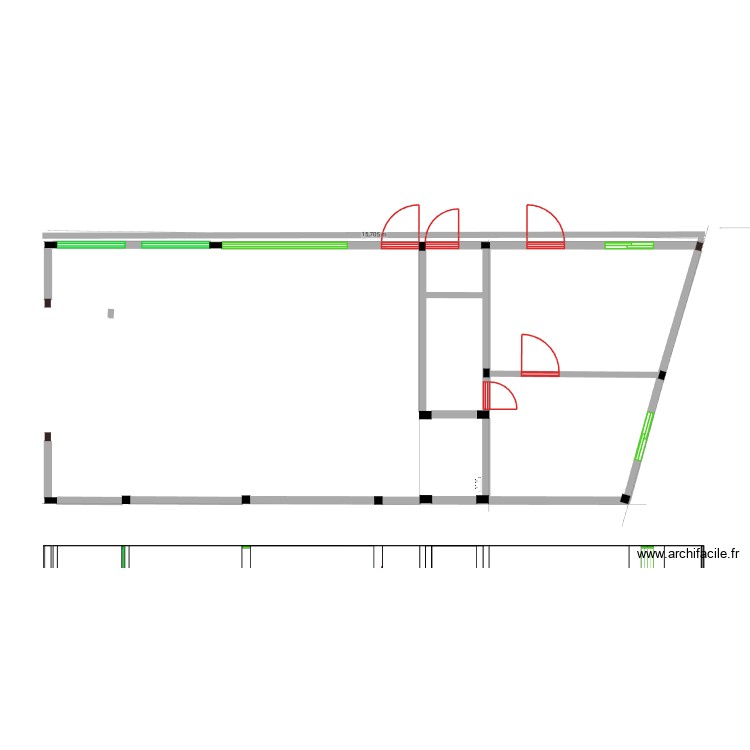 Studio et garage vue en coupe de dessus. Plan de 0 pièce et 0 m2