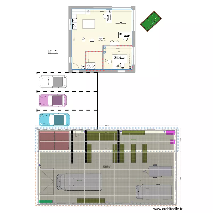 batiment stockage et carport. Plan de 