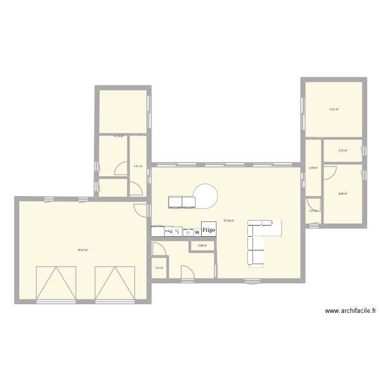 pingon 2. Plan de 9 pièces et 167 m2